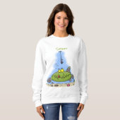 Funny Fett hungriger grüner Cartoon Sweatshirt (Vorne ganz)