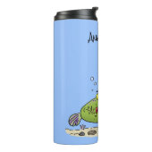 Funny Fett hungriger grüner Cartoon Thermosbecher (Nach links gedreht)