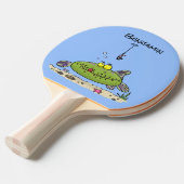 Funny Fett hungriger grüner Cartoon Tischtennis Schläger (Vorderseite)