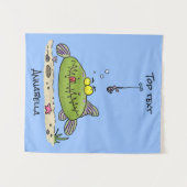 Funny Fett hungriger grüner Cartoon Wandteppich (Vorderseite (Horizontal))