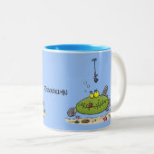 Funny Fett hungriger grüner Cartoon Zweifarbige Tasse (VorderseiteRechts)