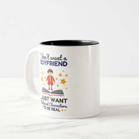 Funny Fiction Character Lover Book Reader Zweifarbige Tasse (Vorderseite Links)