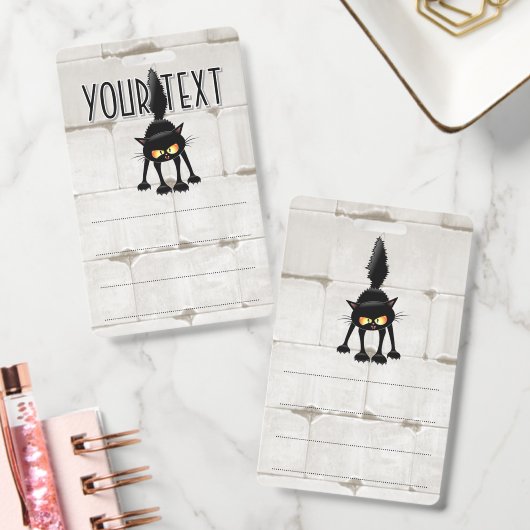 Funny Fierce Black Cat Cartoon Ausweis (Büro)