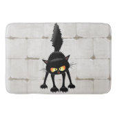 Funny Fierce Black Cat Cartoon Badematte (Vorderseite)