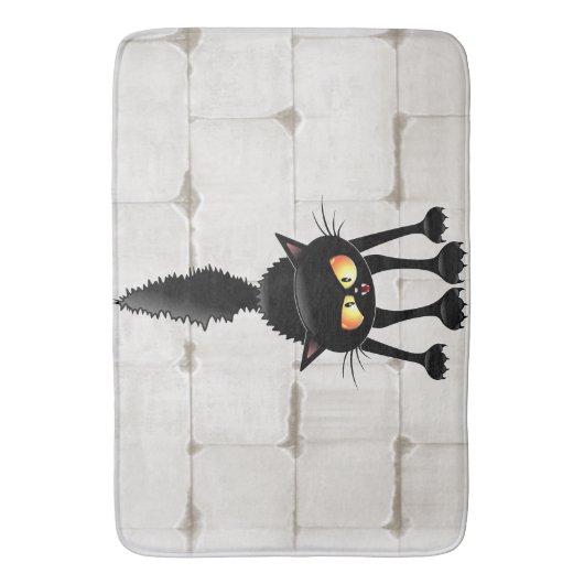 Funny Fierce Black Cat Cartoon Badematte (Vorderseite Vertikal)