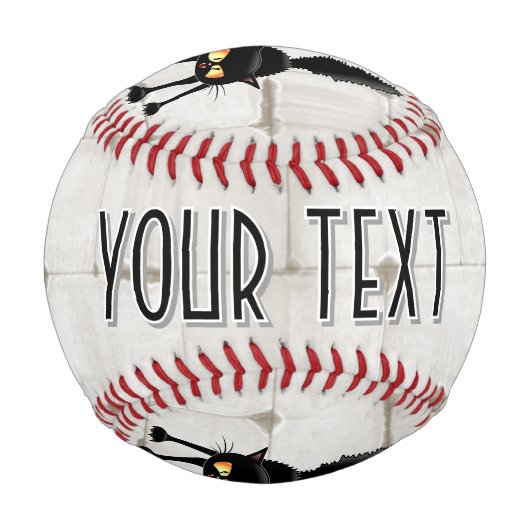 Funny Fierce Black Cat Cartoon  Baseball (Rückseite)