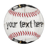 Funny Fierce Black Cat Cartoon Baseball (Vorderseite)