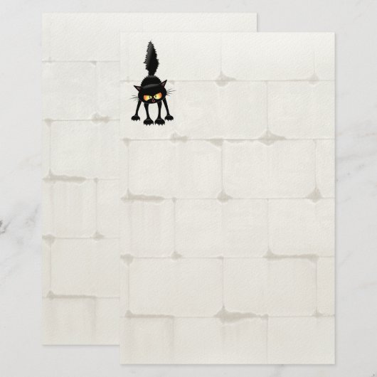 Funny Fierce Black Cat Cartoon  Briefpapier (Vorne/Hinten)
