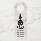 Funny Fierce Black Cat Cartoon Flaschenanhänger (Rückseite)