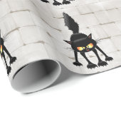 Funny Fierce Black Cat Cartoon  Geschenkpapier (Rolleneckpunkt)