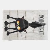 Funny Fierce Black Cat Cartoon Geschirrtuch (Horizontal)