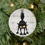 Funny Fierce Black Cat Cartoon  Keramik Ornament<br><div class="desc">Funny Fierce Black Cat Cartoon Character looking menacing. Original Vector Art Design © BluedarkArt TheChameleonArt.</div>