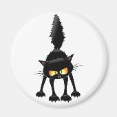 Funny Fierce Black Cat Cartoon Magnet (Vorne)