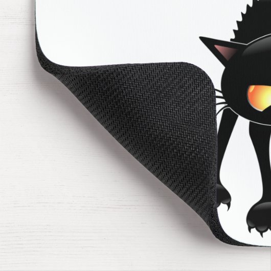 Funny Fierce Black Cat Cartoon Mousepad (Ecke)