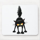 Funny Fierce Black Cat Cartoon Mousepad (Vorne)