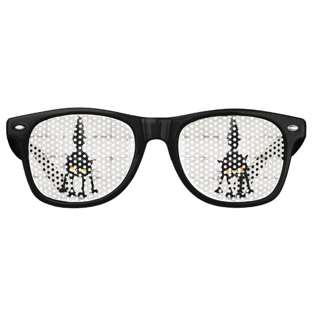 Funny Fierce Black Cat Cartoon  Partybrille (Vorderseite)