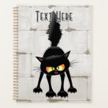 Funny Fierce Black Cat Cartoon  Planer<br><div class="desc">Funny Fierce Black Cat Cartoon Character looking menacing. Original Vector Art Design © BluedarkArt TheChameleonArt.</div>
