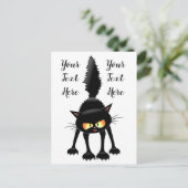Funny Fierce Black Cat Cartoon Postkarte (Stehend Vorderseite)