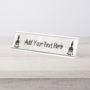 Funny Fierce Black Cat Cartoon Schreibtischnamensplakette