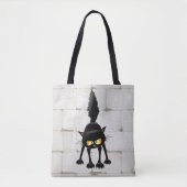 Funny Fierce Black Cat Cartoon Tasche (Vorderseite)