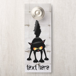 Funny Fierce Black Cat Cartoon Türanhänger