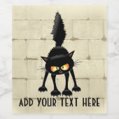 Funny Fierce Black Cat Cartoon Weinetikett (Einzelnes Label)