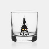 Funny Fierce Black Cat Cartoon  Whiskyglas (Vorderseite)