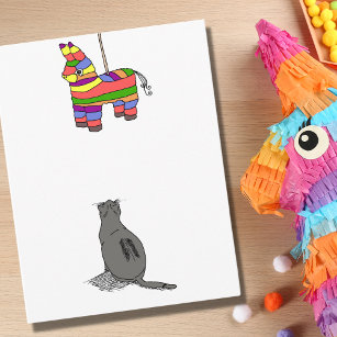 Funny Fiesta Katze Watching Piñata Geburtstag Karte