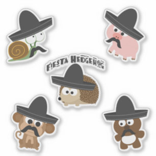 Funny Fiesta Tiere mit Sombreros und Mustaches Aufkleber