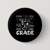 Funny Fifth Grade Doodle Tygraphy Birthday Design  Button (Vorderseite)