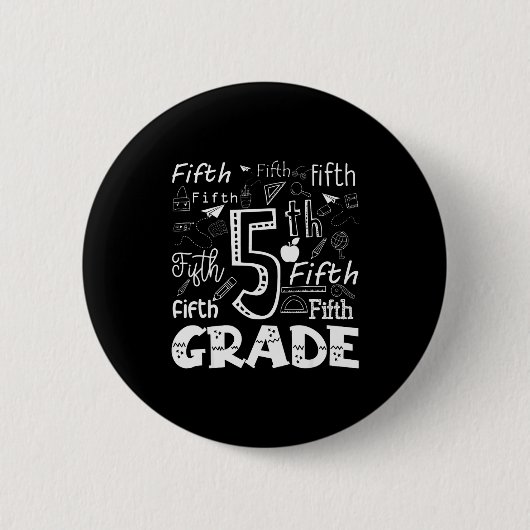 Funny Fifth Grade Doodle Tygraphy Birthday Design  Button (Vorderseite)