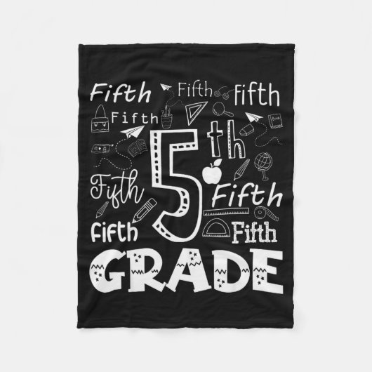 Funny Fifth Grade Doodle Tygraphy Birthday Design Fleecedecke (Vorderseite)