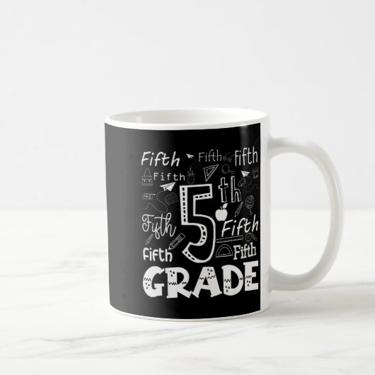 Funny Fifth Grade Doodle Tygraphy Birthday Design  Kaffeetasse (Rechts)