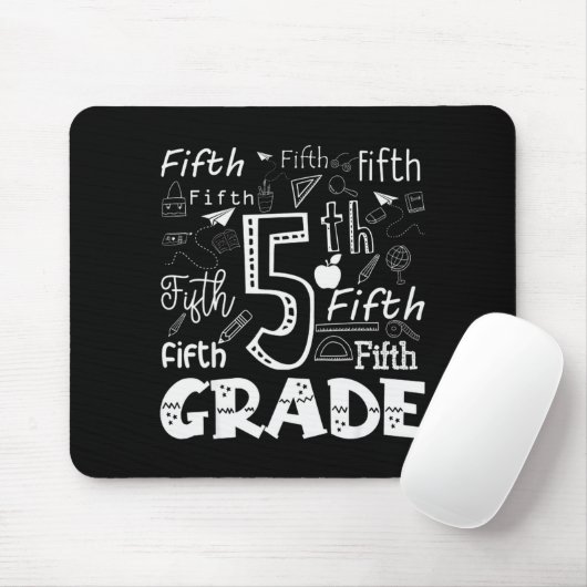 Funny Fifth Grade Doodle Tygraphy Birthday Design  Mousepad (Mit Mouse)