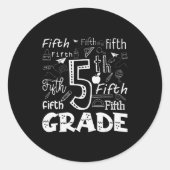 Funny Fifth Grade Doodle Tygraphy Birthday Design  Runder Aufkleber (Vorderseite)