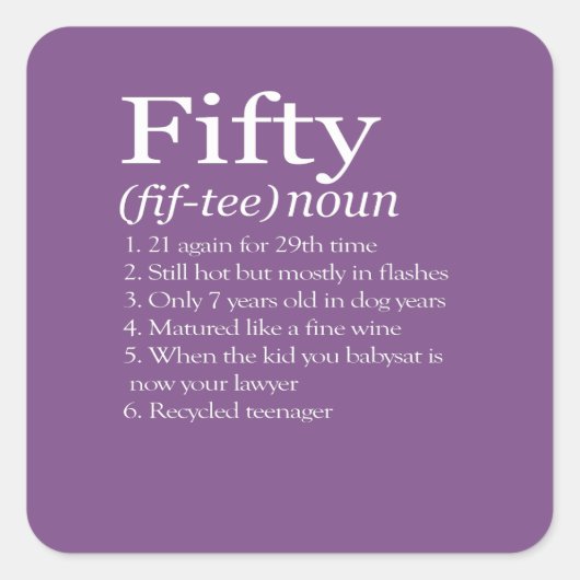 Funny Fifty Definition großartiges 50. Geburtstags Quadratischer Aufkleber (Vorderseite)