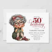 Funny fifty woman humor invite whimsical theme einladung (Vorderseite)