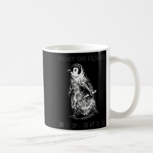 Funny Fight or Flight Meme Pinguin mit Knife Kaffeetasse (Rechts)