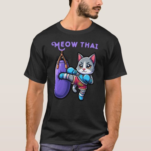Funny Fighter Cat Meow Thai Boxing Thailand Muay T T-Shirt (Vorderseite)