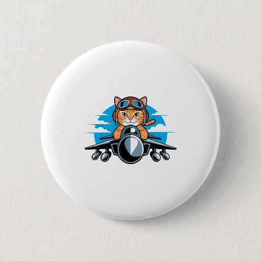 Funny Fighter Jet Cat Lot Aviation Humor For Cat L Button (Vorderseite)