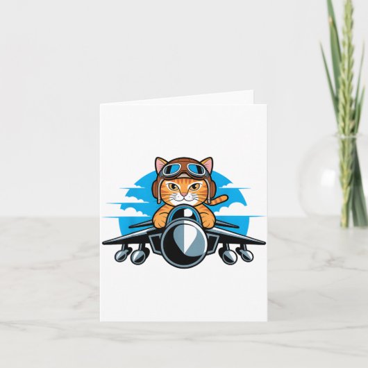 Funny Fighter Jet Cat Lot Aviation Humor For Cat L Karte (Vorderseite)