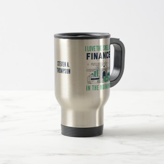 Funny Finance Travel Mug Reisebecher (VorderseiteRechts)