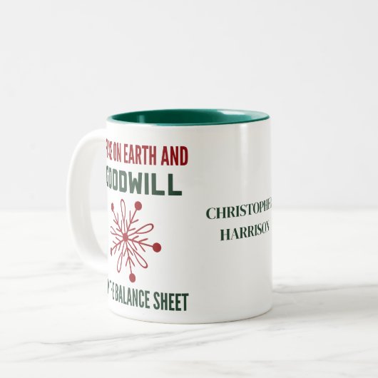Funny FInance Weihnachts-Tasse Zweifarbige Tasse (Vorderseite Links)