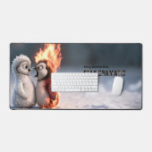Funny Fire and Ice Penguin Mouse Pad Schreibtischunterlage (Tastatur & Maus)