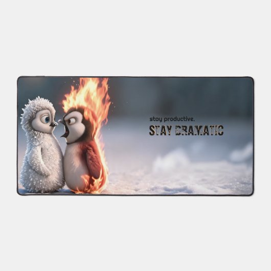 Funny Fire and Ice Penguin Mouse Pad Schreibtischunterlage (Vorderseite)