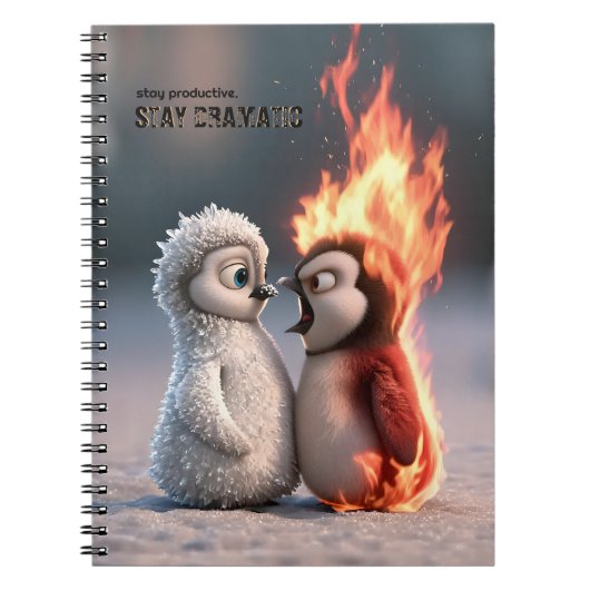 Funny Fire and Ice Penguin  Notizblock (Vorderseite)