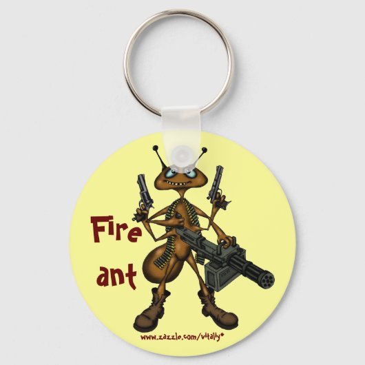 Funny fire ant with guns cartoon art keychain schlüsselanhänger (Vorderseite)