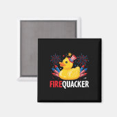 Funny Firecracker Ente 4. Juli Magnet (Vorderseite/Rückseite)