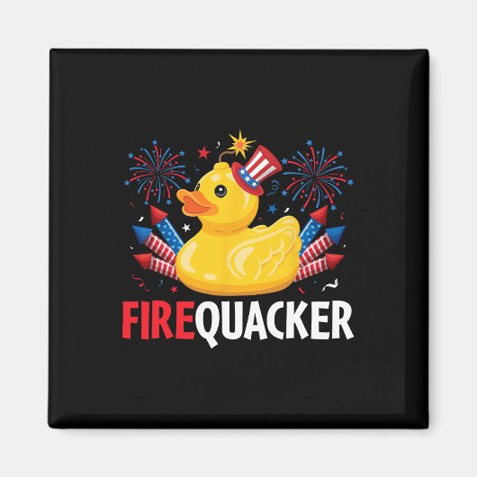 Funny Firecracker Ente 4. Juli Magnet (Vorne)