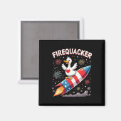 Funny Firecracker Ente Gänse 4. Juli Patriotic Magnet (Vorderseite/Rückseite)